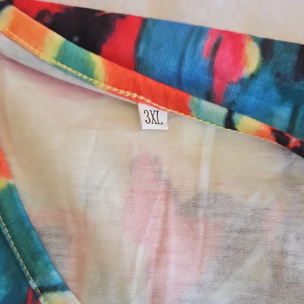 Multicolor Abstract Sleeveless‎ Tank Dress Jersey Pullover Plus Size 3XL